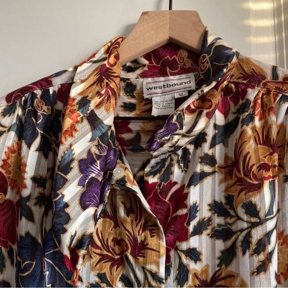 Vintage Westbound Blouse Top Size 12 Floral Colorful Long Sleeve - Picture 3 of 6